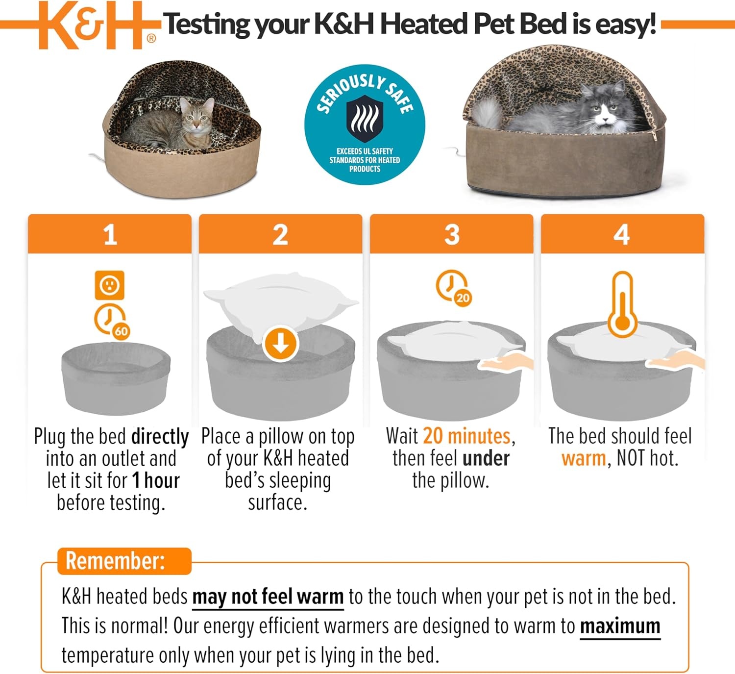 image:imageKampH Heated Cat Bed ThermoKitty Bed Deluxe Indoor Safety Listed 16in  Removable Waterproof Cat Heating Pad Machine Washable Covered Cave Pet Tent for Smaller Kitties Heated Dog Bed Small 4WMocha