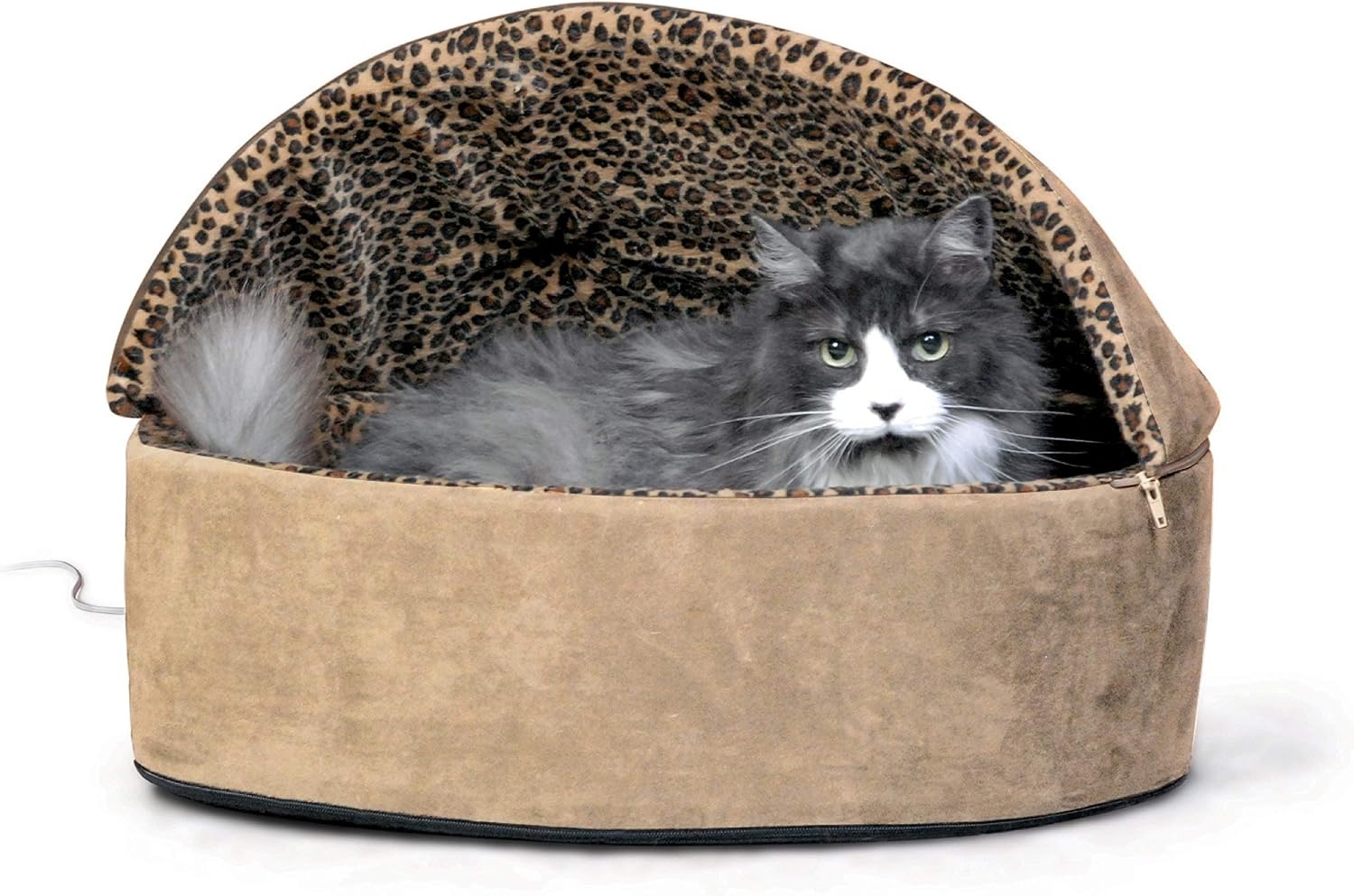 image:imageKampH Heated Cat Bed ThermoKitty Bed Deluxe Indoor Safety Listed 16in  Removable Waterproof Cat Heating Pad Machine Washable Covered Cave Pet Tent for Smaller Kitties Heated Dog Bed Small 4WTan