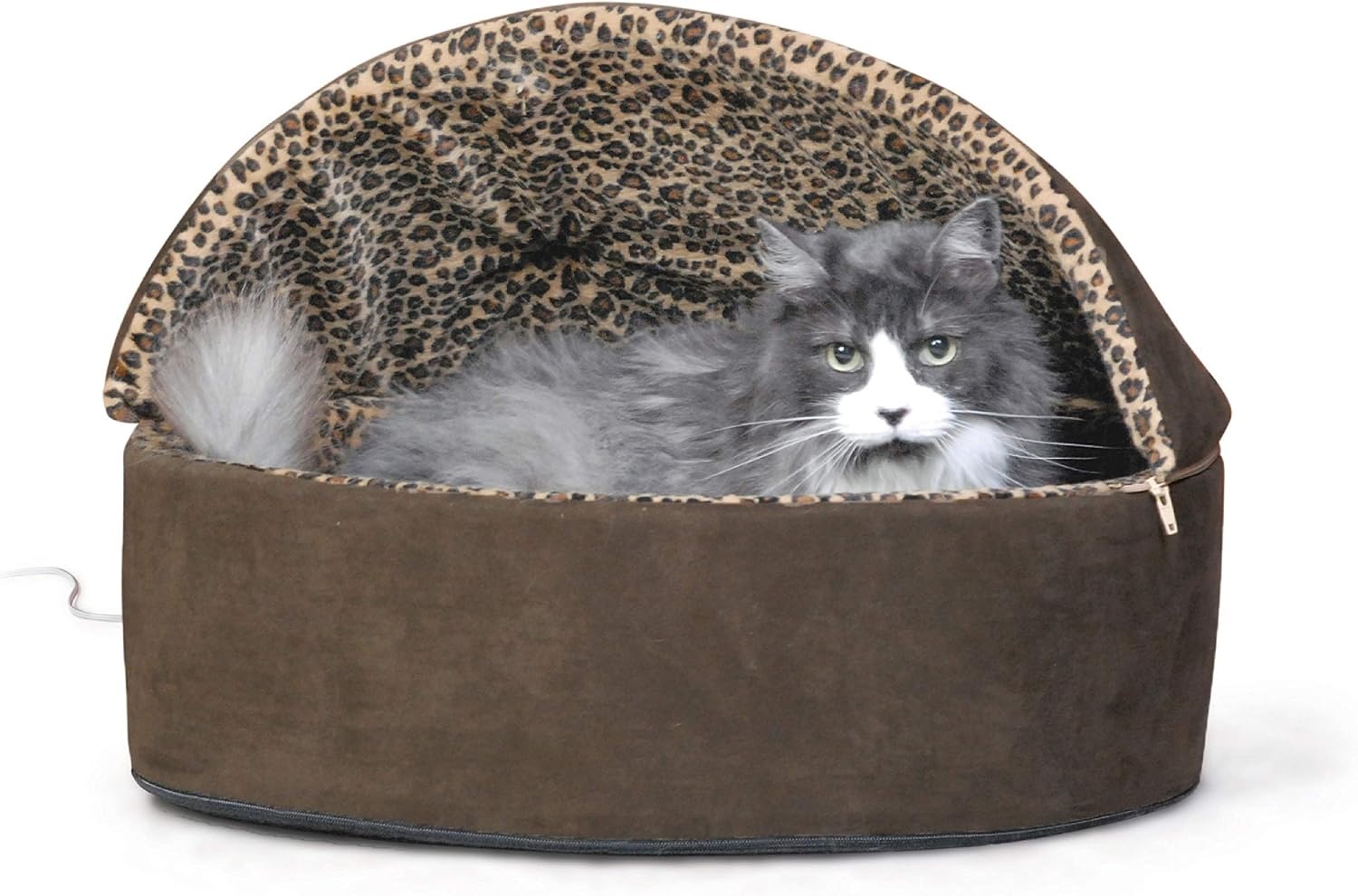 image:imageKampH Heated Cat Bed ThermoKitty Bed Deluxe Indoor Safety Listed 16in  Removable Waterproof Cat Heating Pad Machine Washable Covered Cave Pet Tent for Smaller Kitties Heated Dog Bed Small 4WMocha