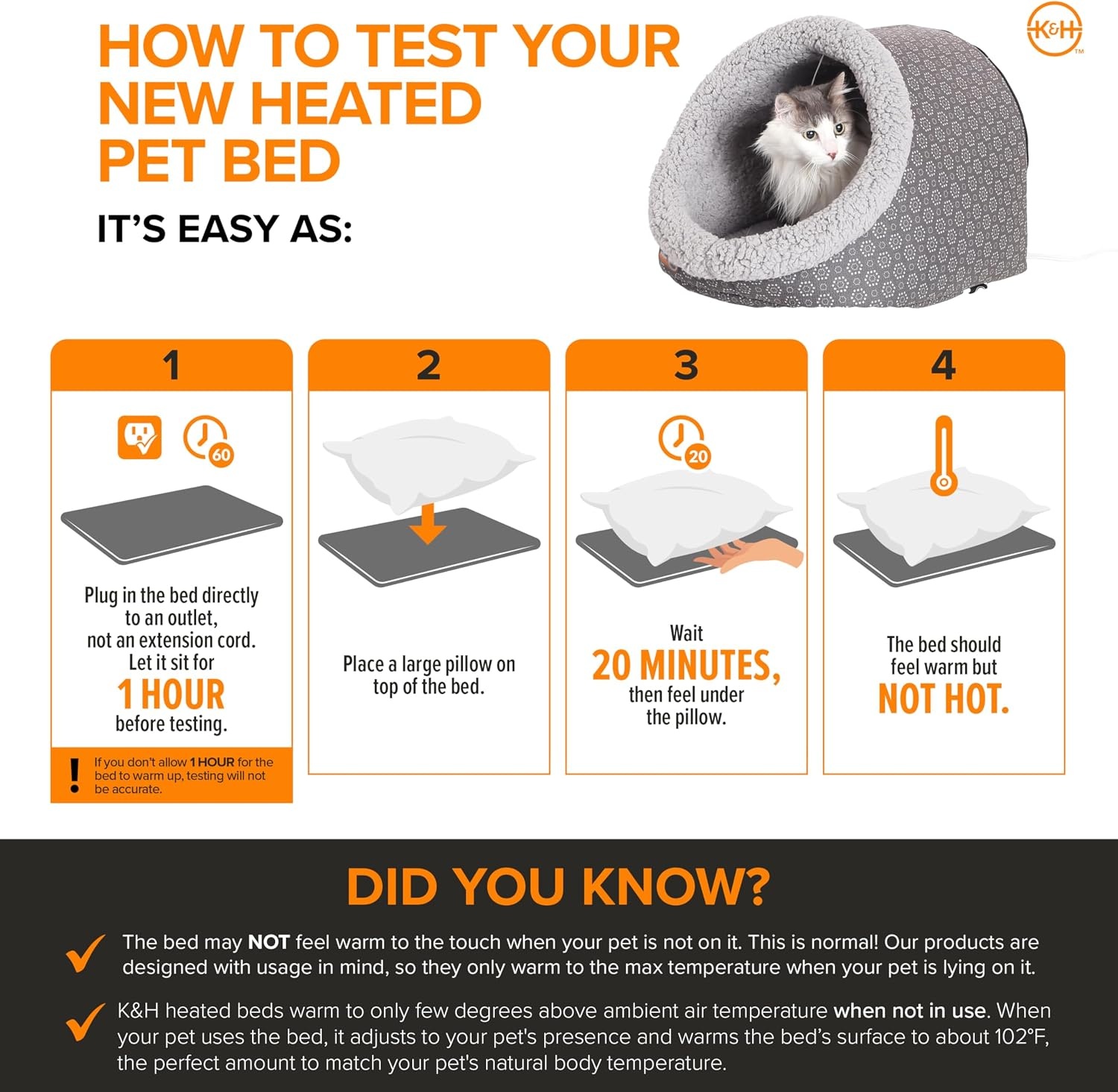image:imageKampH Heated Cat Bed ThermoPet Cave Indoor Safety Listed 4W NavyGeo  Removable Waterproof Cat Heating Pad Heated Pet Bed for Dogs amp Cats Covered Cave Pet Tent Collapsible Machine WashableGrayGeo Flower