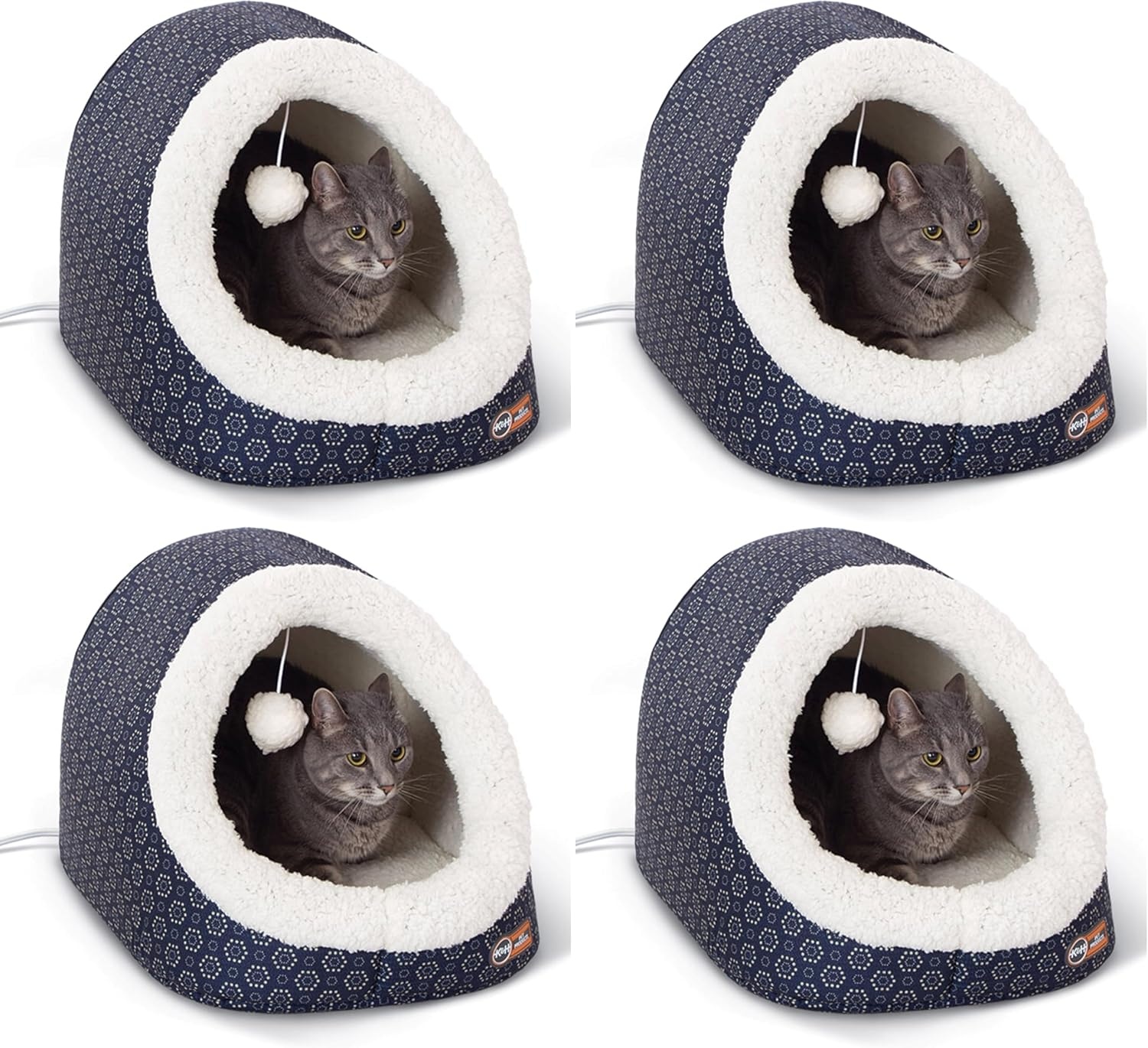image:imageKampH Heated Cat Bed ThermoPet Cave Indoor Safety Listed 4W NavyGeo  Removable Waterproof Cat Heating Pad Heated Pet Bed for Dogs amp Cats Covered Cave Pet Tent Collapsible Machine WashableNavyGeo Flower