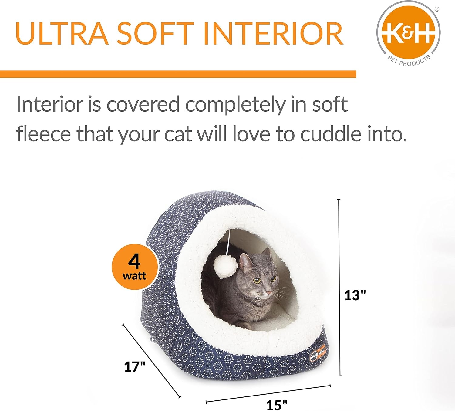 image:imageKampH Heated Cat Bed ThermoPet Cave Indoor Safety Listed 4W NavyGeo  Removable Waterproof Cat Heating Pad Heated Pet Bed for Dogs amp Cats Covered Cave Pet Tent Collapsible Machine WashableNavyGeo Flower