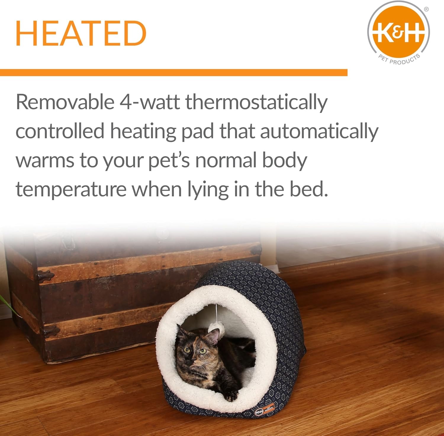 image:imageKampH Heated Cat Bed ThermoPet Cave Indoor Safety Listed 4W NavyGeo  Removable Waterproof Cat Heating Pad Heated Pet Bed for Dogs amp Cats Covered Cave Pet Tent Collapsible Machine WashableNavyGeo Flower