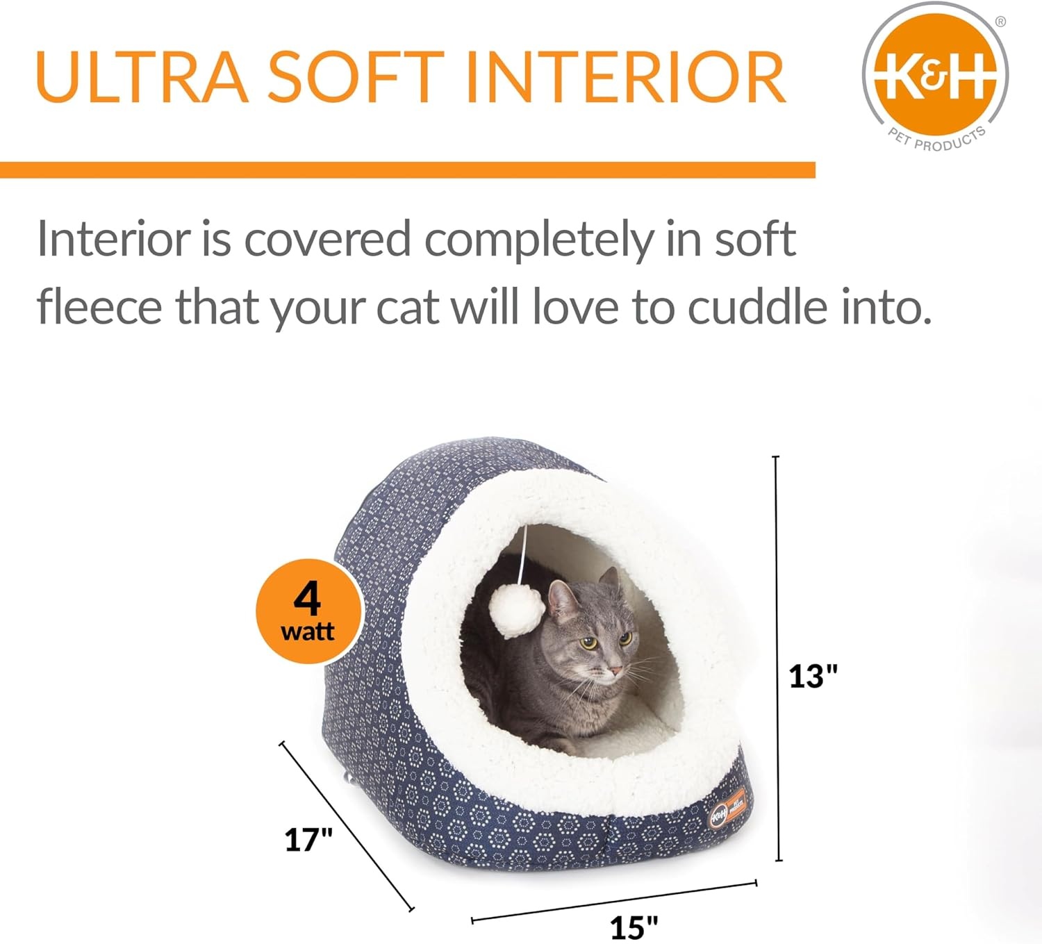 image:imageKampH Heated Cat Bed ThermoPet Cave Indoor Safety Listed 4W NavyGeo  Removable Waterproof Cat Heating Pad Heated Pet Bed for Dogs amp Cats Covered Cave Pet Tent Collapsible Machine WashableNavyGeo Flower