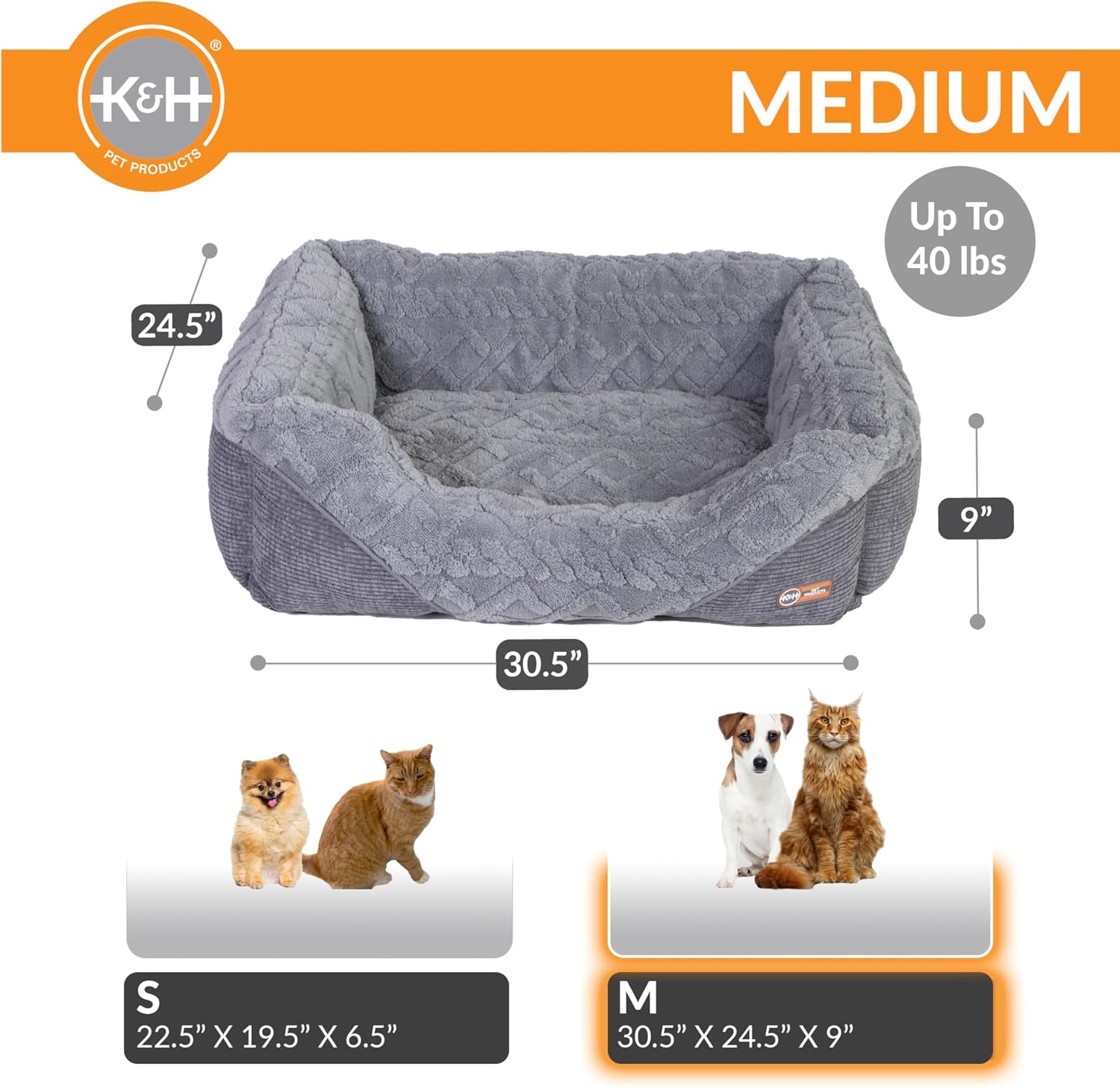 image:imageKampH Heated Cat Bed ThermoPet Lounge Sleeper Indoor Safety Listed Small  Removable Waterproof Cat Heating Pad For Cats amp Dogs Bolstered Warm Calming Pillow Bed Machine Washable 205x195in 4WMedium 305 X 245 X 9 Inches