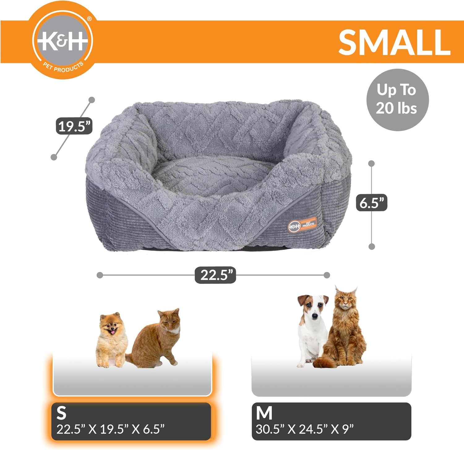 image:imageKampH Heated Cat Bed ThermoPet Lounge Sleeper Indoor Safety Listed Small  Removable Waterproof Cat Heating Pad For Cats amp Dogs Bolstered Warm Calming Pillow Bed Machine Washable 205x195in 4WSmall 205 X 195 X 65 Inches