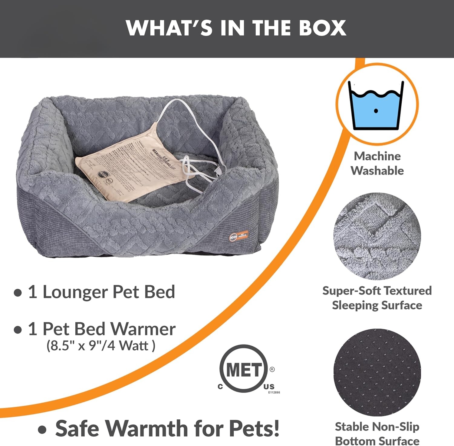 image:imageKampH Heated Cat Bed ThermoPet Lounge Sleeper Indoor Safety Listed Small  Removable Waterproof Cat Heating Pad For Cats amp Dogs Bolstered Warm Calming Pillow Bed Machine Washable 205x195in 4WSmall 205 X 195 X 65 Inches