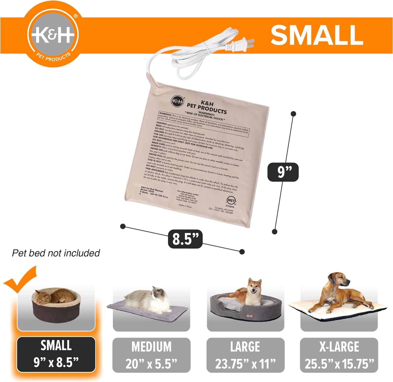image:imageKampH Pet Bed Warmer Safety Listed Dog Heating Pad XL 255x1575in Tan  Create Your Own Heated Dog Bed with The KampH Warmer Waterproof Indoor Heated Warming Pad Insert Smart Automatic TemperatureSmall