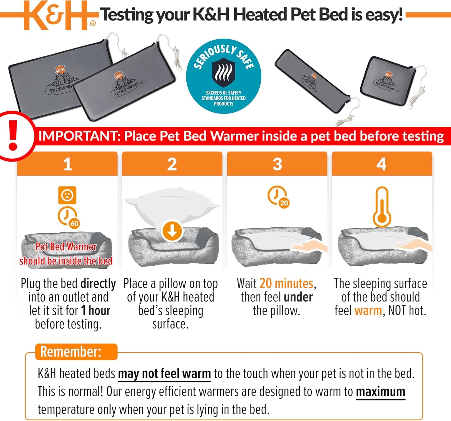 image:imageKampH Pet Bed Warmer Safety Listed Dog Heating Pad XL 265 X 1675in Gray  Create Your Own Heated Dog Bed with The KampH Warmer Waterproof Indoor Heated Warming Pad Insert Smart Automatic TemperatureGray