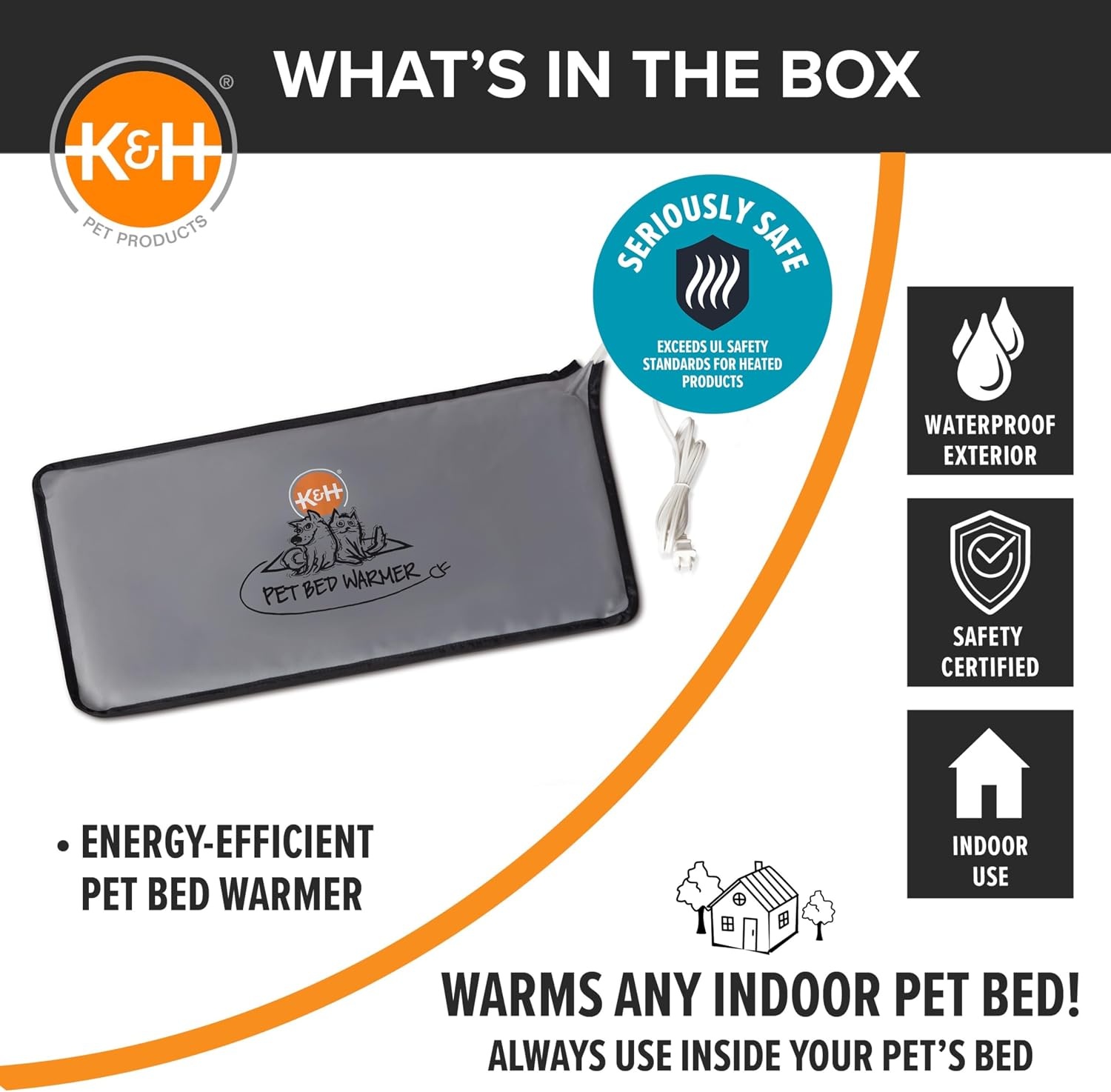 image:imageKampH Pet Bed Warmer Safety Listed Dog Heating Pad XL 265 X 1675in Gray  Create Your Own Heated Dog Bed with The KampH Warmer Waterproof Indoor Heated Warming Pad Insert Smart Automatic TemperatureGray