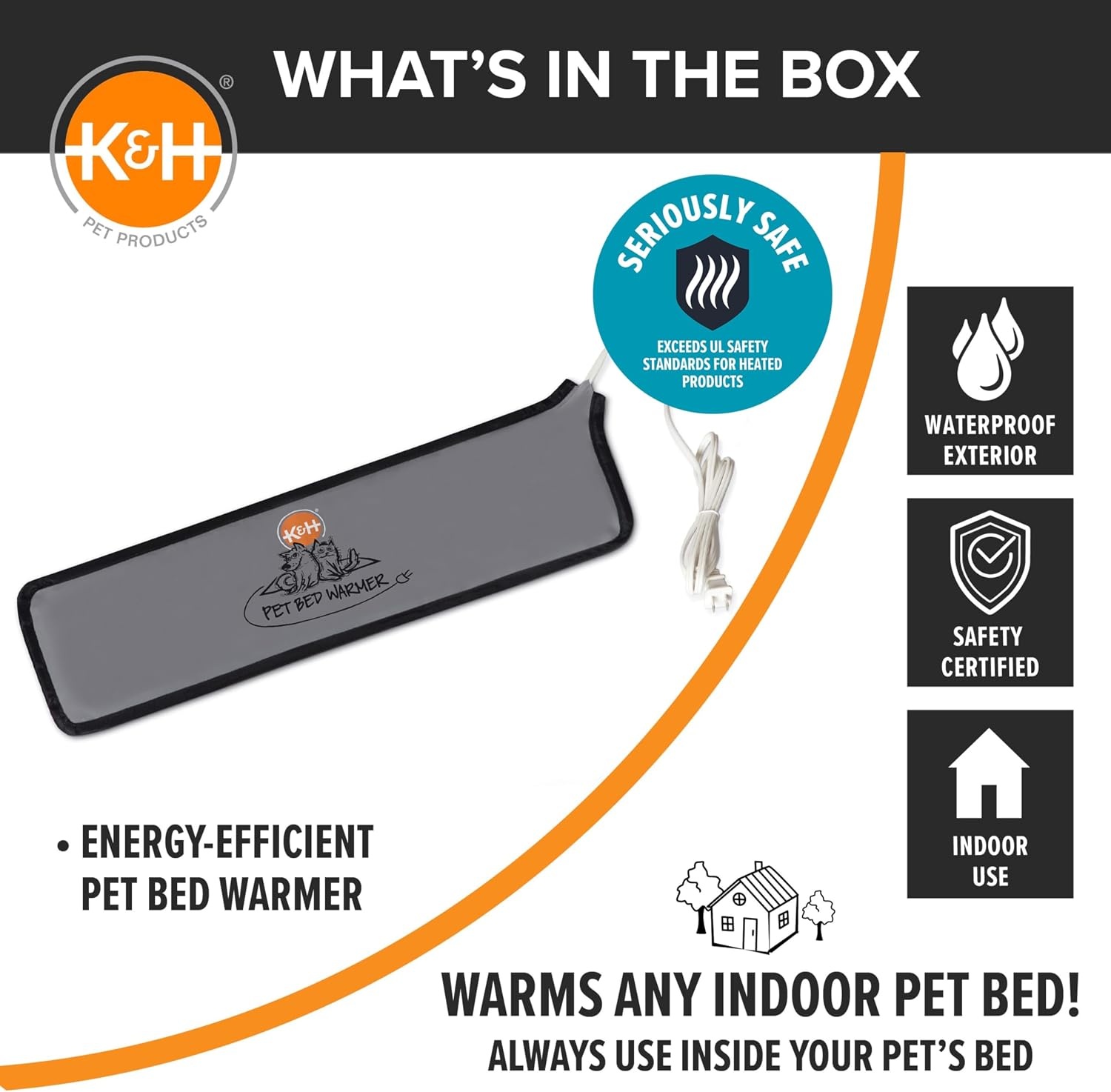 image:imageKampH Pet Bed Warmer Safety Listed Dog Heating Pad XL 265 X 1675in Gray  Create Your Own Heated Dog Bed with The KampH Warmer Waterproof Indoor Heated Warming Pad Insert Smart Automatic TemperatureGray