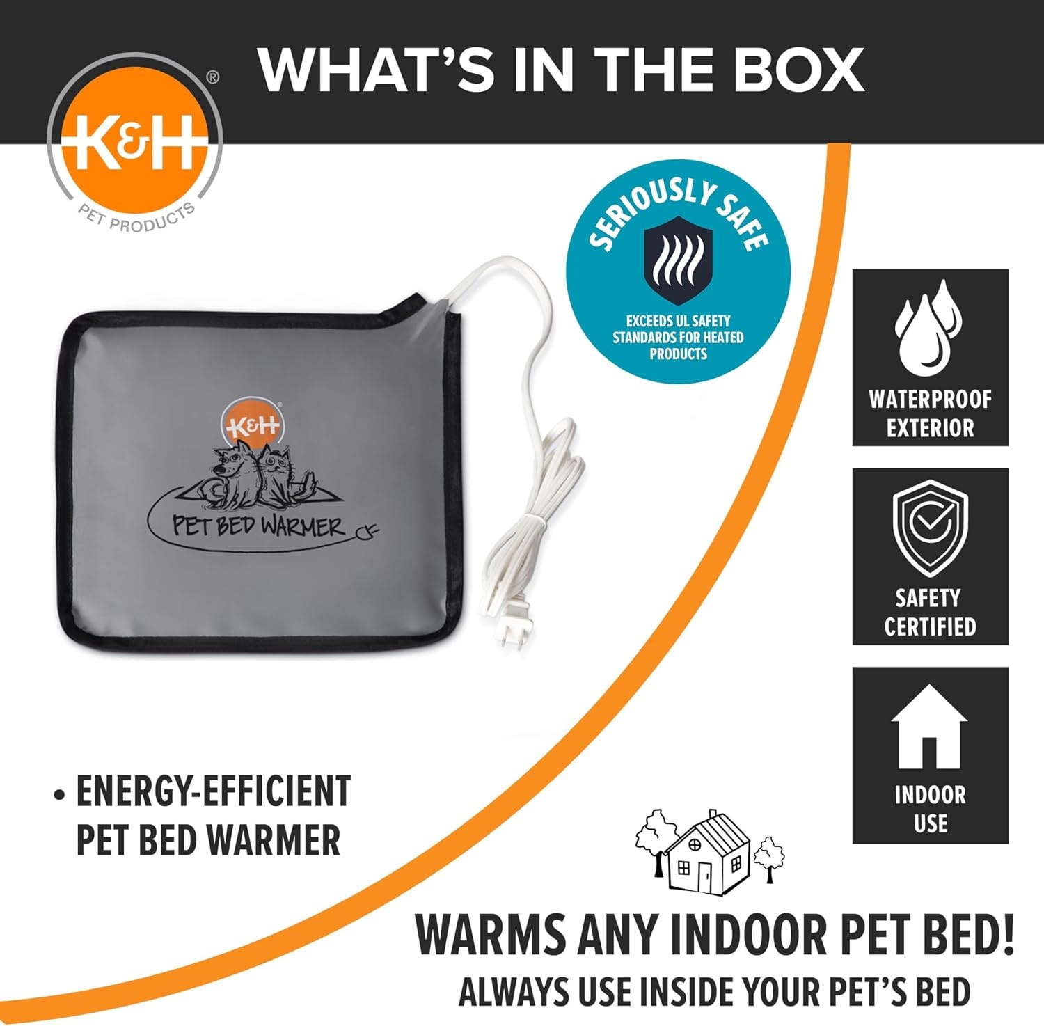 image:imageKampH Pet Bed Warmer Safety Listed Dog Heating Pad XL 265 X 1675in Gray  Create Your Own Heated Dog Bed with The KampH Warmer Waterproof Indoor Heated Warming Pad Insert Smart Automatic TemperatureGray