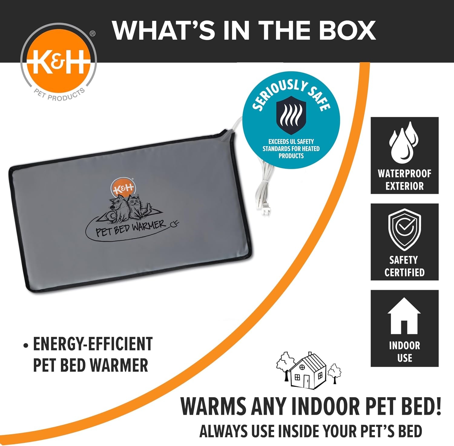 image:imageKampH Pet Bed Warmer Safety Listed Dog Heating Pad XL 265 X 1675in Gray  Create Your Own Heated Dog Bed with The KampH Warmer Waterproof Indoor Heated Warming Pad Insert Smart Automatic TemperatureGray