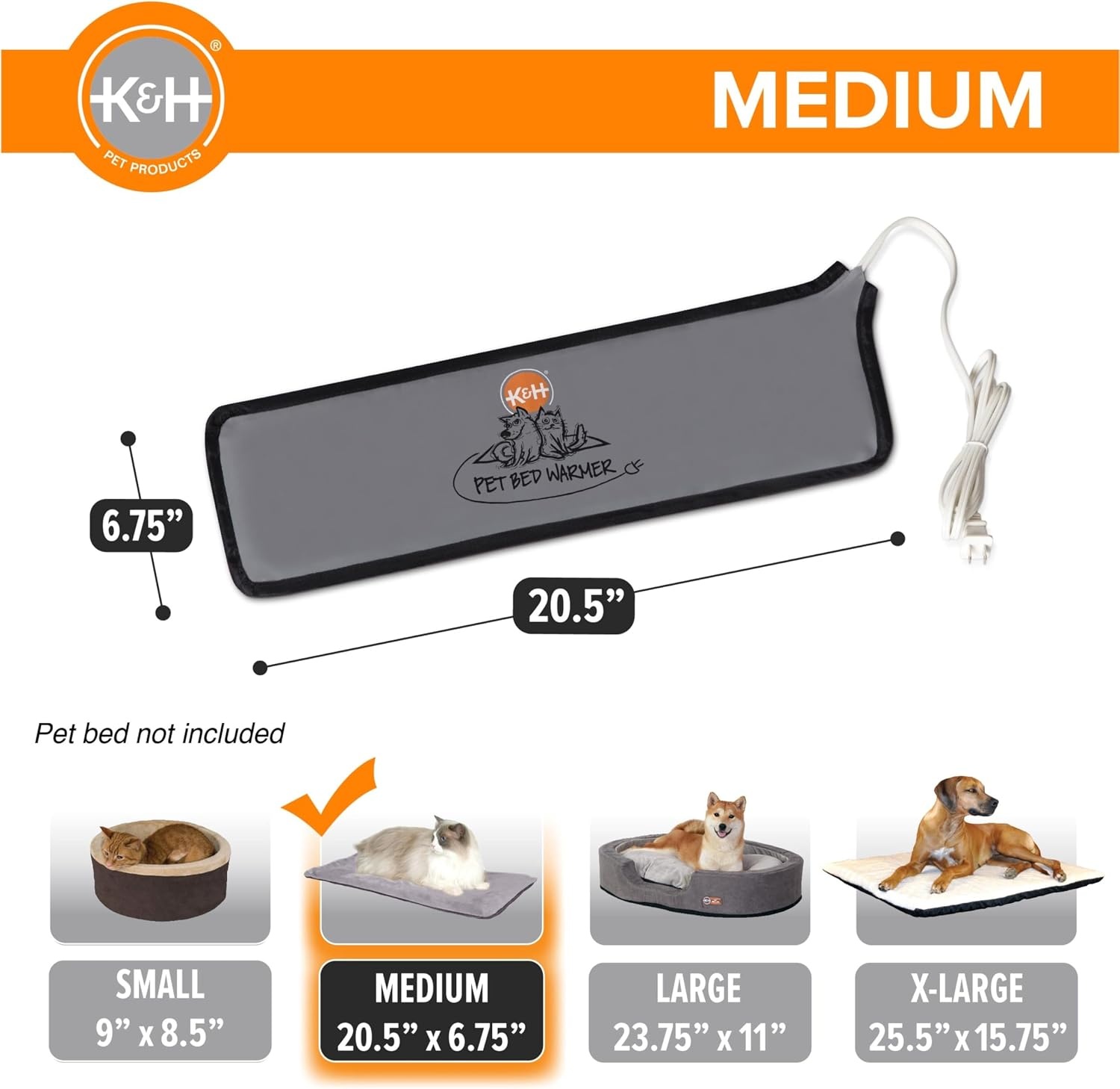 image:imageKampH Pet Bed Warmer Safety Listed Dog Heating Pad XL 265 X 1675in Gray  Create Your Own Heated Dog Bed with The KampH Warmer Waterproof Indoor Heated Warming Pad Insert Smart Automatic TemperatureGray