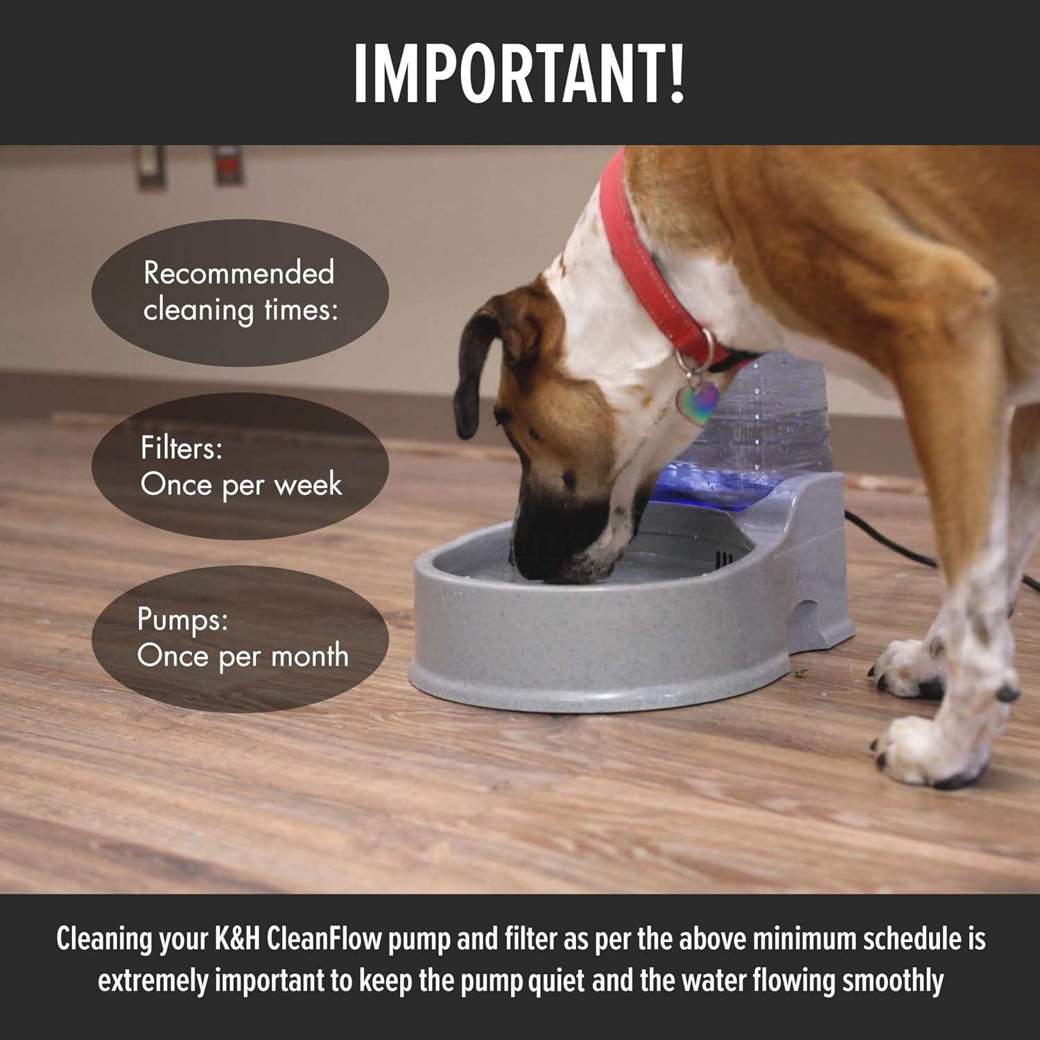 image:imageKampH Pet Products CleanFlow Filtered Water Bowl for Dogs Granite Medium 14 Gallon Bowl  1 Gallon Reservoir