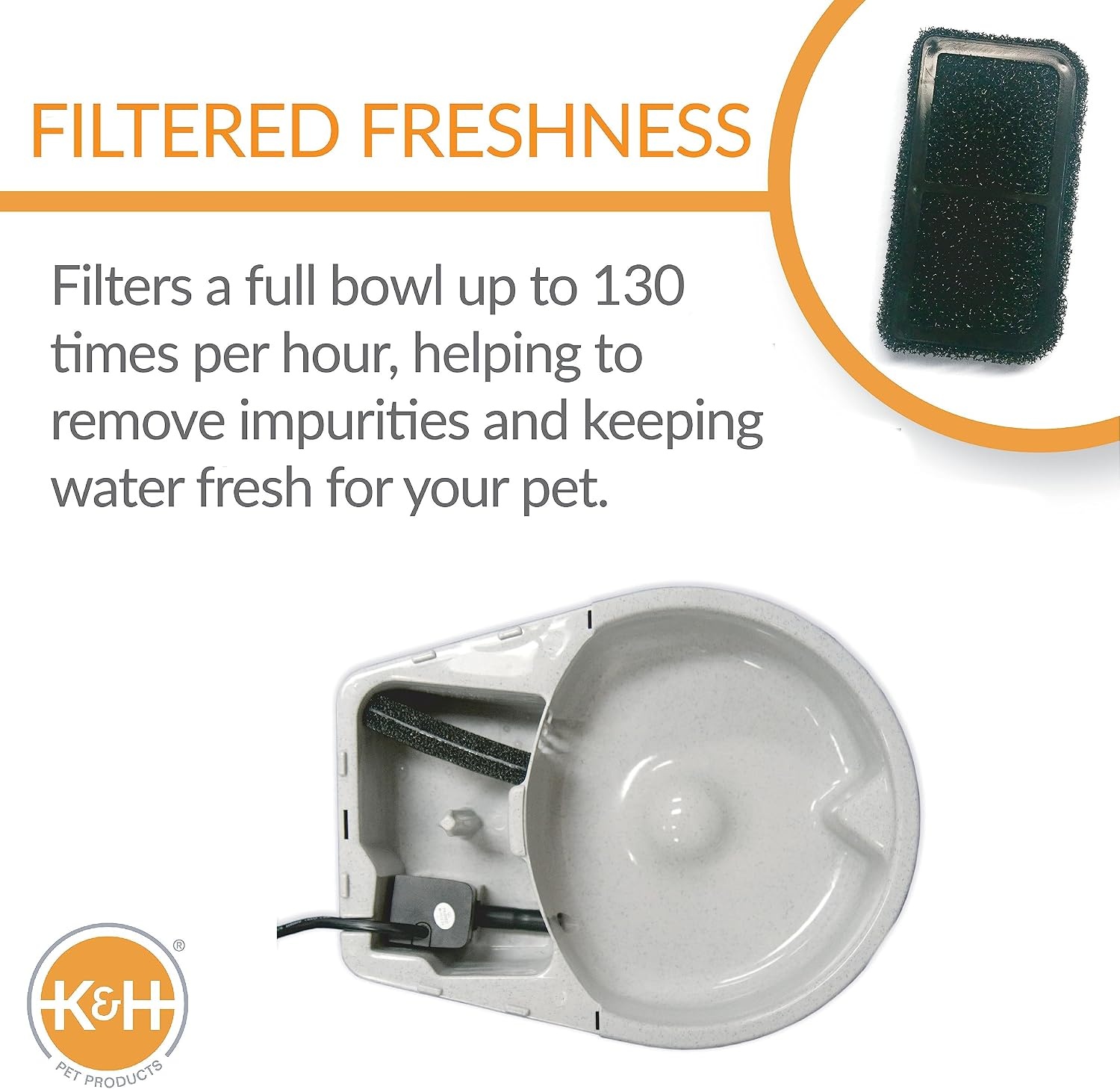 image:imageKampH Pet Products CleanFlow Filtered Water Bowl for Dogs Granite Medium 14 Gallon Bowl  1 Gallon Reservoir