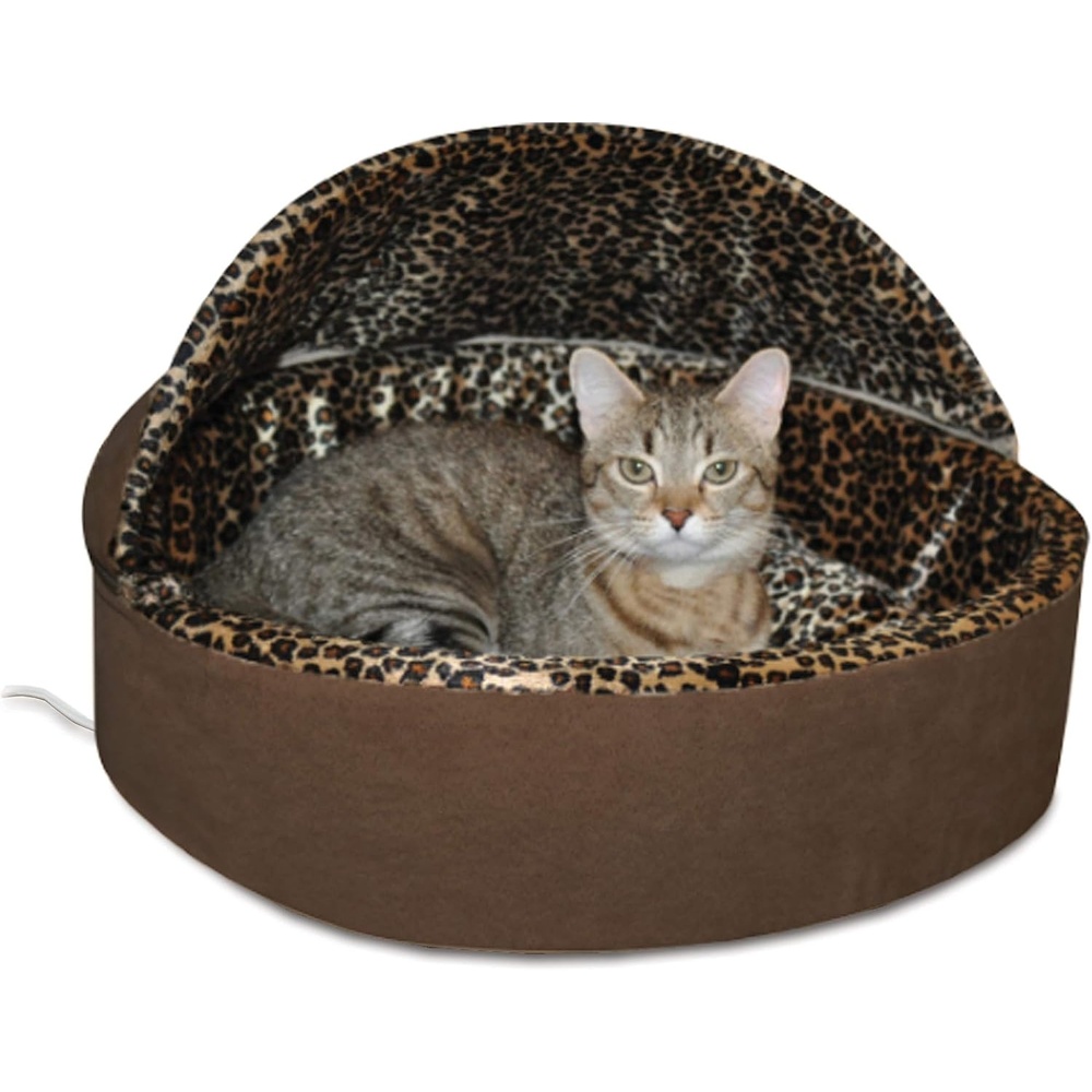 image:imageKampH Heated Cat Bed ThermoKitty Bed Deluxe Indoor Safety Listed 16in  Removable Waterproof Cat Heating Pad Machine Washable Covered Cave Pet Tent for Smaller Kitties Heated Dog Bed Small 4WMocha