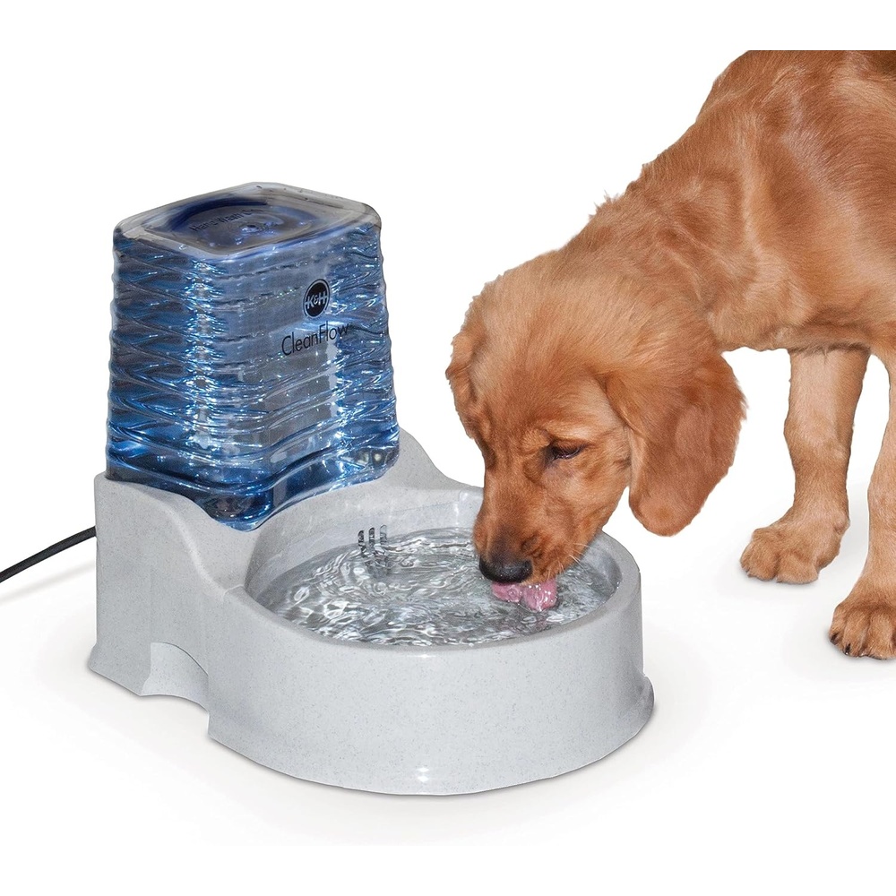 image:imageKampH Pet Products CleanFlow Filtered Water Bowl for Dogs Granite Medium 14 Gallon Bowl  1 Gallon Reservoir