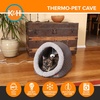 image:imageKampH Heated Cat Bed ThermoPet Cave Indoor Safety Listed 4W NavyGeo  Removable Waterproof Cat Heating Pad Heated Pet Bed for Dogs amp Cats Covered Cave Pet Tent Collapsible Machine WashableGrayGeo Flower