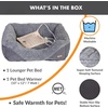 image:imageKampH Heated Cat Bed ThermoPet Lounge Sleeper Indoor Safety Listed Small  Removable Waterproof Cat Heating Pad For Cats amp Dogs Bolstered Warm Calming Pillow Bed Machine Washable 205x195in 4WMedium 305 X 245 X 9 Inches