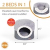image:imageKampH Heated Cat Bed ThermoPet Nest Indoor Safety Listed Small Gray 4W  Removable Waterproof Cat Heating Pad 2in1 Heated Pet Cave Tent amp Cuddler Warming Bed Machine Washable 18x15in