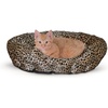 image:imageKampH Cat Bed SelfWarming Nuzzle Nest No Electric Needed 19in LeopardTan  Self Warming Cat Bed Soft Plush Comfortable with Supportive Bolsters Keep Pets Warm Also For Small Dogs Machine Washable