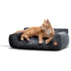 image:imageKampH Heated Cat Bed Thermo Pet Sofa Indoor Safety Listed 26x18in Gray  Removable Waterproof Cat Heating Pad Indoor Warming Orthopedic Heated Dog Bed Couch Machine Washable Non Slip Base 7W