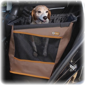 image:imageKampH Dog Car Seat Buckle N Go Dog Car Seats for Small Dogs XS 16x14x14in  Secure backseat rides small dog car seat with mesh windows folds flat carseat for dog seat belt tetherTan