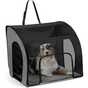 image:imageKampH Dog Car Seat Travel Safety Carrier for Pets Medium GrayBlack  Enclosed Car Seat for Dogs SoftSided Covered Pet Carrier Washable Pad Multiple Entrances Mesh Windows 24x19x17in295L x 220W x 255H