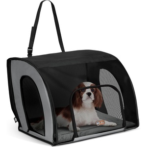 image:imageKampH Dog Car Seat Travel Safety Carrier for Pets Medium GrayBlack  Enclosed Car Seat for Dogs SoftSided Covered Pet Carrier Washable Pad Multiple Entrances Mesh Windows 24x19x17in240L x 190W x 170H
