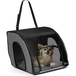 image:imageKampH Dog Car Seat Travel Safety Carrier for Pets Medium GrayBlack  Enclosed Car Seat for Dogs SoftSided Covered Pet Carrier Washable Pad Multiple Entrances Mesh Windows 24x19x17in170L x 160W x 150H