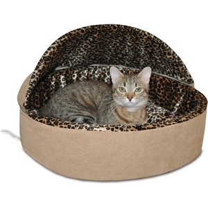 image:imageKampH Heated Cat Bed ThermoKitty Bed Deluxe Indoor Safety Listed 16in  Removable Waterproof Cat Heating Pad Machine Washable Covered Cave Pet Tent for Smaller Kitties Heated Dog Bed Small 4WTan