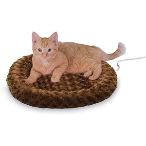 image:imageKampH Heated Cat Bed ThermoKitty Fashion Splash Indoor Safety Listed  Removable Waterproof Cat Heating Pad Orthopedic Foam Heated Dog Bed for Large Cats amp Dogs Large 22x16in 4 Watts BlueMocha