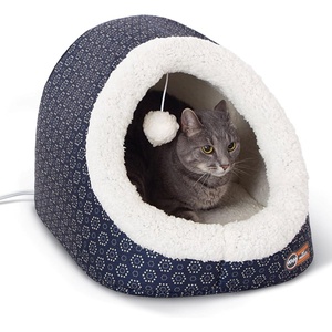 image:imageKampH Heated Cat Bed ThermoPet Cave Indoor Safety Listed 4W NavyGeo  Removable Waterproof Cat Heating Pad Heated Pet Bed for Dogs amp Cats Covered Cave Pet Tent Collapsible Machine WashableNavyGeo Flower