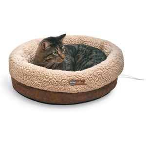 image:imageKampH Heated Cat Bed ThermoSnuggle Cup Bomber Indoor Safety Listed 18x14  Removable Waterproof Cat Heating Pad Soft Pet Bed for Large Indoor Cats and Small Dogs Machine Washable 4 W ChocolateChocolate