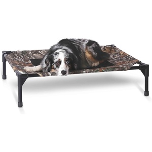 image:imageKampH Outdoor Elevated Dog Bed Cooling Raised Dog Bed Large 42x30in Green  Cool comfort outdoors large dog cot with hammock support washable dog bed metal frame quickdry meshCamoBlack Mesh