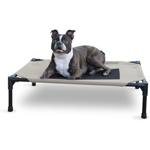 image:imageKampH Outdoor Elevated Dog Bed Cooling Raised Dog Bed Large 42x30in Green  Cool comfort outdoors large dog cot with hammock support washable dog bed metal frame quickdry meshTaupeBlack Mesh