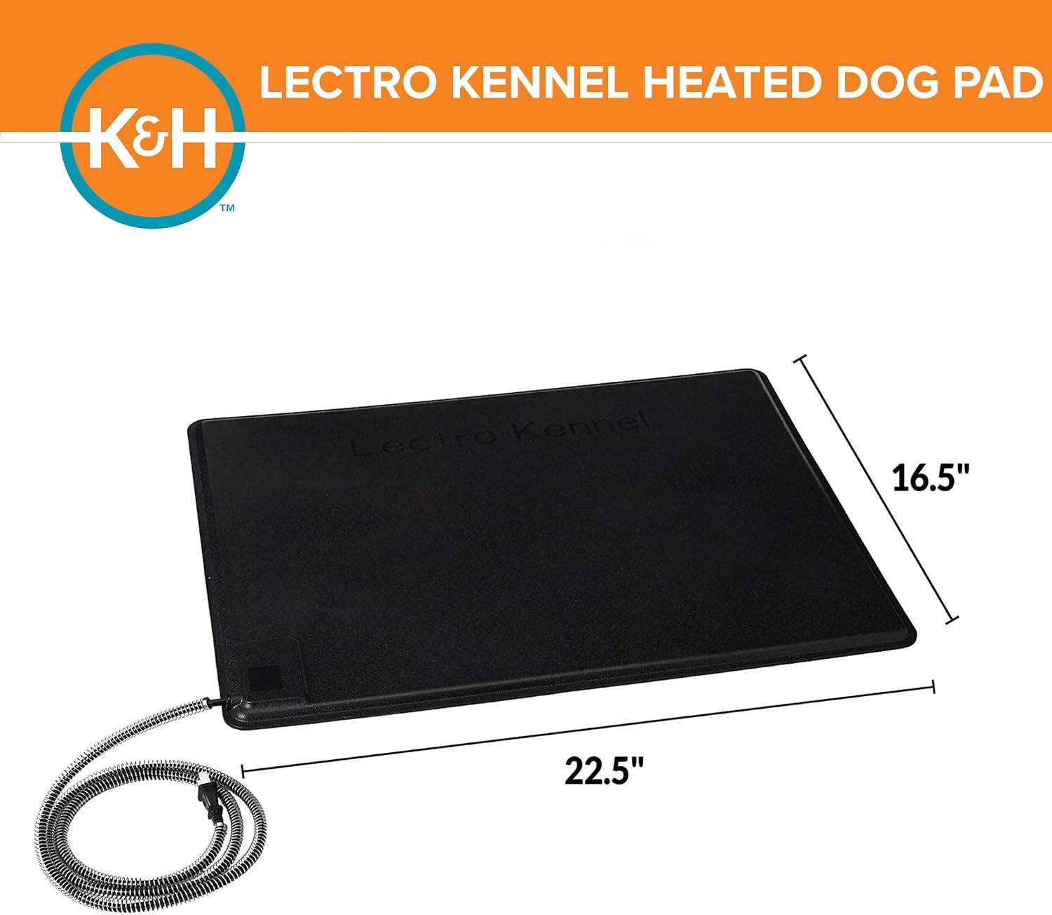 image:imageKampH Heating Pad LectroKennel Outdoor Heated Dog Pad Safety Listed 80W  Heated Pet Bed for Dogs amp Cats Waterproof Chew Resistant ABS Plastic Mat Washable Cover Large 285x225in BlackMedium 165 x 225 in
