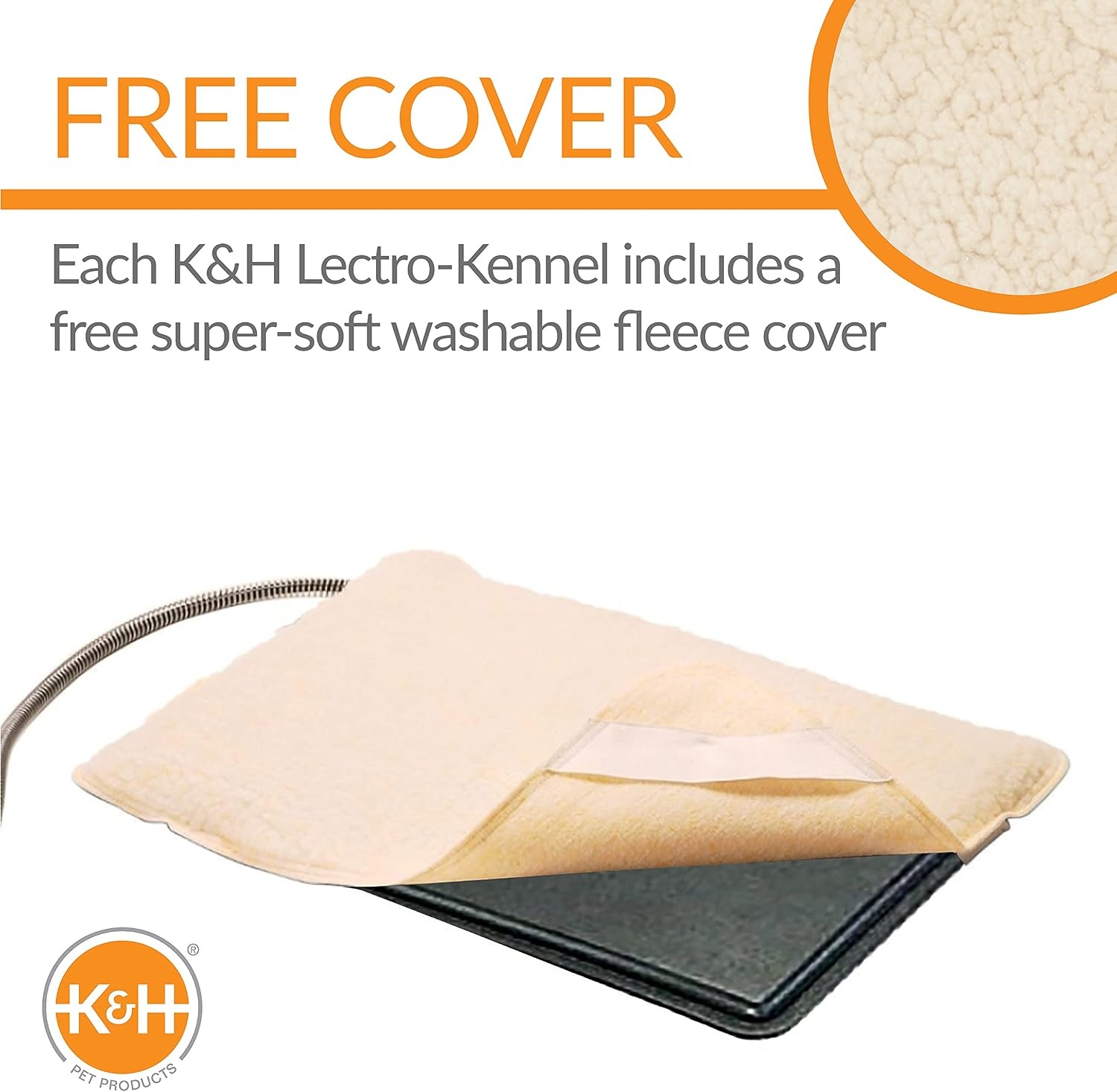 image:imageKampH Heating Pad LectroKennel Outdoor Heated Dog Pad Safety Listed 80W  Heated Pet Bed for Dogs amp Cats Waterproof Chew Resistant ABS Plastic Mat Washable Cover Large 285x225in BlackSmall 125 x 185 in