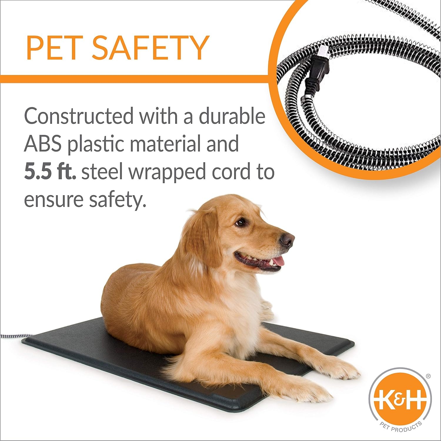 image:imageKampH Heating Pad LectroKennel Outdoor Heated Dog Pad Safety Listed 80W  Heated Pet Bed for Dogs amp Cats Waterproof Chew Resistant ABS Plastic Mat Washable Cover Large 285x225in BlackSmall 125 x 185 in