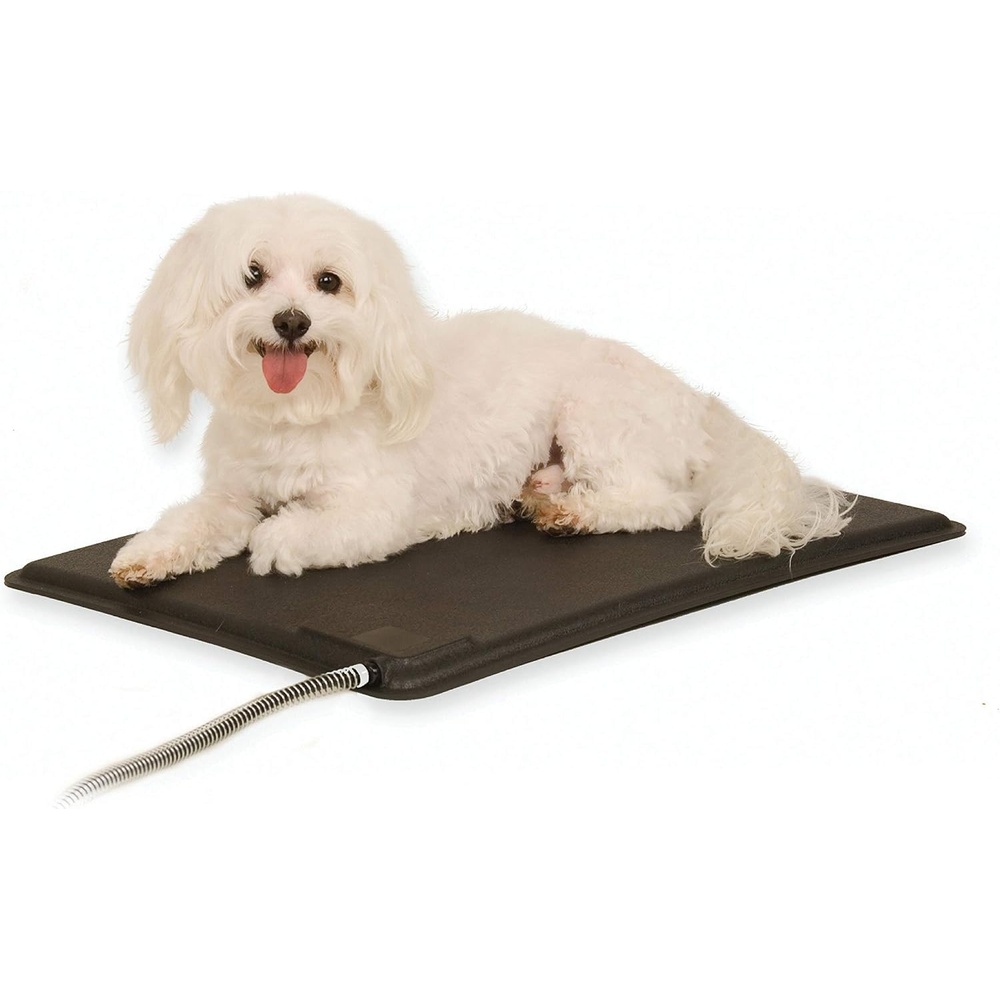 image:imageKampH Heating Pad LectroKennel Outdoor Heated Dog Pad Safety Listed 80W  Heated Pet Bed for Dogs amp Cats Waterproof Chew Resistant ABS Plastic Mat Washable Cover Large 285x225in BlackSmall 125 x 185 in