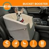 image:imageKampH Dog Car Seat Bucket Booster for Cats amp Dogs Small GrayCream  Better views on rides dog car seats for small dogs with bolster 2 tethers washable cover for 2 small dogs or 1 medium dogGrayCream