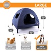 image:imageKampH Elevated Dog Bed Outdoor Pet Cot House for Large Pets  42x30in Blue  Outdoor Raised Dog Bed House Enclosed Canopy Window Flaps for Air Flow Washable Cover Raised Metal Frame CollapsibleLarge 30 X 42 X 32 Inches