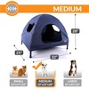 image:imageKampH Elevated Dog Bed Outdoor Pet Cot House for Large Pets  42x30in Blue  Outdoor Raised Dog Bed House Enclosed Canopy Window Flaps for Air Flow Washable Cover Raised Metal Frame CollapsibleMedium 25 X 32 X 28 Inches