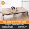 image:imageKampH Elevated Dog Bed Pet Cot Pad Cot Sold Separately XLarge 50x32 Tan  PillowTop Comfort for KampH Extra Large Raised Dog Bed Soft amp Fluffy Fleece Secure Fit Straps Machine Washable PortableXL 32 in x 50 in