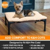 image:imageKampH Elevated Dog Bed Pet Cot Pad Cot Sold Separately XLarge 50x32 Tan  PillowTop Comfort for KampH Extra Large Raised Dog Bed Soft amp Fluffy Fleece Secure Fit Straps Machine Washable PortableSmall 17 in x 22 in