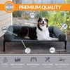 image:imageKampH Outdoor Elevated Dog Bed Bolster Pet Cot Medium 32x25in Charcoal  Cool comfort anywhere dog cot bed with removable bolster dog bed washable mesh center notools setupCharcoalBlack Mesh