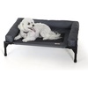 image:imageKampH Outdoor Elevated Dog Bed Bolster Pet Cot Medium 32x25in Charcoal  Cool comfort anywhere dog cot bed with removable bolster dog bed washable mesh center notools setupCharcoalBlack Mesh