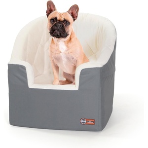 image:imageKampH Dog Car Seat Bucket Booster for Cats amp Dogs Small GrayCream  Better views on rides dog car seats for small dogs with bolster 2 tethers washable cover for 2 small dogs or 1 medium dogGrayCream