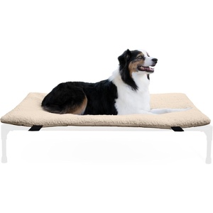 image:imageKampH Elevated Dog Bed Pet Cot Pad Cot Sold Separately XLarge 50x32 Tan  PillowTop Comfort for KampH Extra Large Raised Dog Bed Soft amp Fluffy Fleece Secure Fit Straps Machine Washable PortableLarge 30 in x 42 in